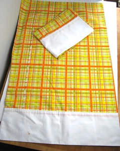 Vintage Kissenbezug Set Marvelaire Springmaid Paar Orange Kariert Gingham Vintage N - Bild 1 von 6