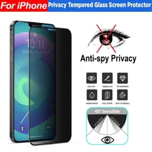 Privacy Tempered Glass Screen Protector For iPhone 11/12/13/14/15/16 Pro Max 6/7 - Picture 1 of 9