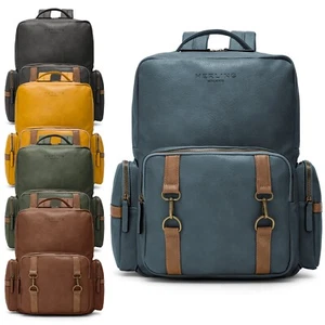 Mochila hombre/mujer HERLING VESPER vintage cuero PU moda casual trabajo viaje - Imagen 1 de 32