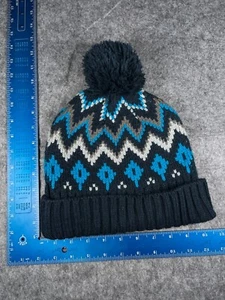 Old Navy Beanie Toque Adult One Size Blue Geometric Knit 100% Acrylic Ski - Picture 1 of 8