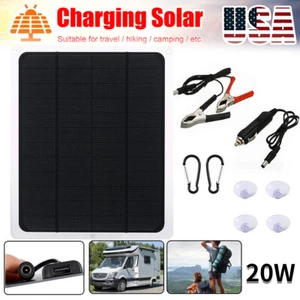22W Solar Panel 12V Trickle Charger Battery Charger Kit Maintainer Boat RV Car - Picture 1 of 14
