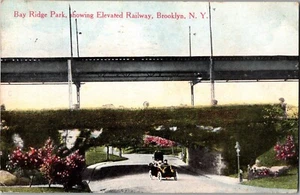 Bay Ridge Park, showing Elevated Railway, Brooklyn, N. Y. Vintage Postcard JY13 - Picture 1 of 2