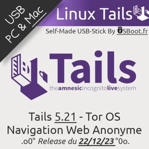 CLÉ USB LINUX TAILS 5.21 - 22/12/23 TOR OS NAVIGATION WEB ANONYME BOOTABLE DRIVE - Photo 1/10