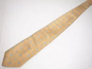 Peebles Mens Necktie Tie Yellow Blue Checkered 59" 100% Silk - Picture 1 of 4