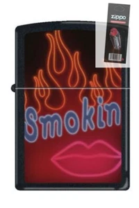 Zippo 2061 smokin neon black RARE & DISCONTINUED Lighter + FLINT PACK - Picture 1 of 1