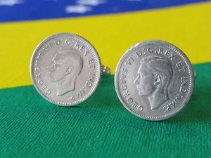 Sterling Silver Canadian Ten Cent Coin Cufflinks -- Canada Dime Money Jewelry  - Picture 1 of 3