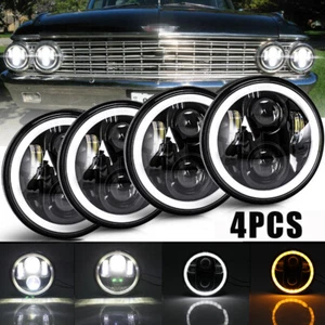 4x 5.75" 5-3/4" LED Headlights DRL Angel Eyes Hi-Lo For Ford Galaxie 500 1962-74 - Picture 1 of 12
