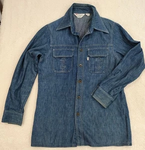 Vintage Levi's Panatela Button Shirt Men's M Blue Chambray 70s Retro Western - Picture 1 of 18
