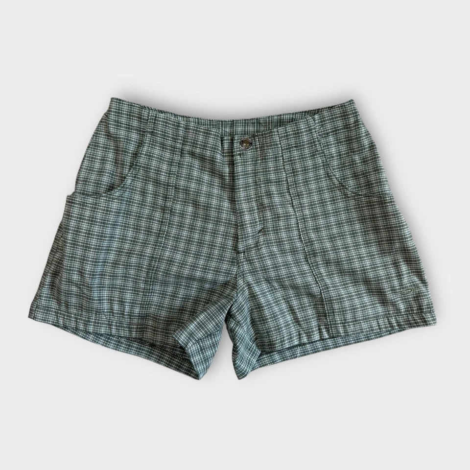 Vtg OP Ocean Pacific Green Plaid Shorts Size 3 Y2K Skater Preppy Soft Stretch - Image 1 of 4
