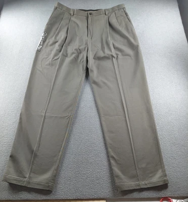 Мужские брюки Haggar оливковый размер 38x34 классический крой плиссированные W2W без железа хаки 33,5 дюйма - Изображение 1 из 4