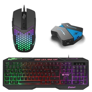 Starter Pack Gamer Fury 3 en 1 Clavier Souris Convertisseur Switch XB1 PS4 - Afbeelding 1 van 4