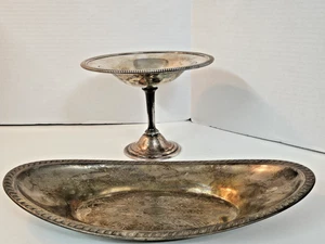 Lote 2 bandejas de pan ovaladas vintage plateadas decoración rústica de granja - Imagen 1 de 18