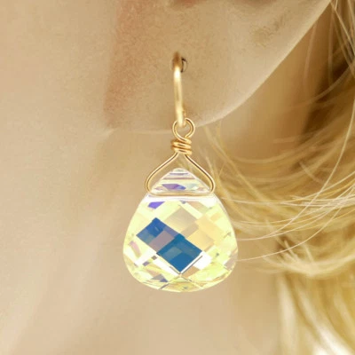 TOLLES FUNKELN ●  große Kristall Ohrringe "Aurora" elegant bunt 14k Gold 585 - Bild 1 von 4