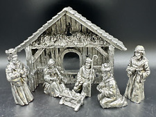 International Christmas 7-Piece Antique Silver Finish Resin Nativity Set in Box
