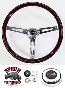 1968-1979 Corvette wood steering wheel CROSSED FLAGS 15" MUSCLE CAR WOOD - Bild 1 von 14