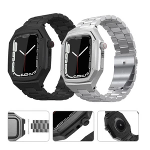 Stainless Steel Strap Case For Apple Watch Ultra 49mm 9 8 7 41/45mm 6 5 40/44mm - Afbeelding 1 van 28