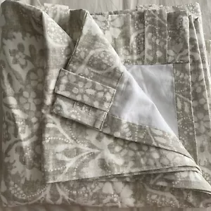 Pottery Barn Bernyce Flax Linen Cotton 50x 96 Drapery Curtain 1 Panel Tan Floral - Picture 1 of 24