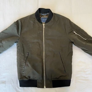 ZARA MAN MENS GREEN BOMBER JACKET ZIPPERED BUTTON SIZE MENS MEDIUM - Picture 1 of 7