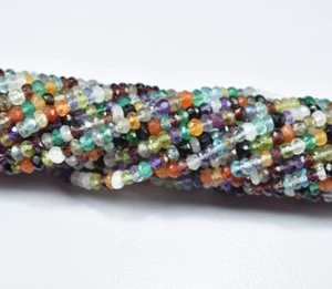 13" 1 Strand Natural Multi Gemstone Disco Faceted Rondelle Gemstone Beads 3.5mm - Picture 1 of 6