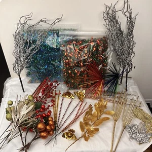 Lote decoraciones adornos navideños vintage ramas de abedul aerosoles láminas oropel - Imagen 1 de 23