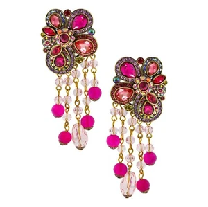 Heidi Daus Nuovo Bold & Bello Eleganza Perle Rosa Orecchini Omega Posteriori Wow - Picture 1 of 1