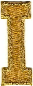 1 7/8" Bright Metallic Gold Monogram Block letter I Embroidery Patch - Picture 1 of 1