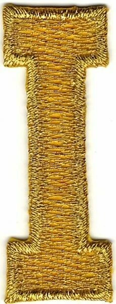 1 7/8" Bright Metallic Gold Monogram Block letter I Embroidery Patch - Image 1 of 1