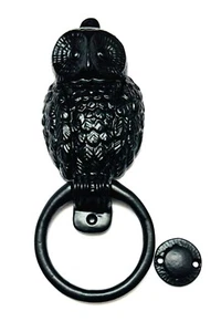 Black Cast Iron Owl Door Knocker Antique Style Heavy Duty Front Door Hardware - Picture 1 of 3