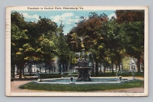 Postcard Fountain Central Park Petersburg Virginia c1922 - Picture 1 of 2