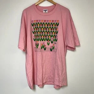 Maglietta Vintage Fiori Y2K Pella Iowa T-Shirt Rosa Nonna Vintage - Foto 1 di 2