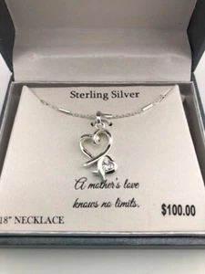 Sterling Silver Double Open Heart Pendant 18" Dainty Necklace MSRP $100 - Picture 1 of 5