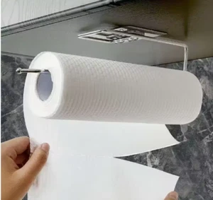 Under Cabinet Towel Roll Paper Holder Self Adhesive Hanger Rack Organizer  - Picture 1 of 5