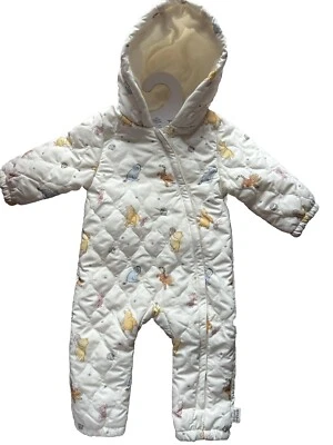 Disney Winnie The Pooh Quilted Fleece Lined ~ 6-9 Months ~ Pram Suit - Image 1 of 4