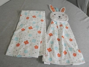 NEW Kohl's Set of 2 Easter Bunny Floral 100% Cotton Kitchen Hand Towels 17"x26" - Picture 1 of 8