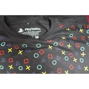 PlayStation T Shirt Size M All Over Print Gamer Gaming Black - Picture 1 of 4