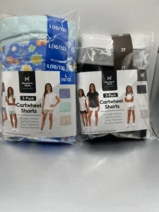 Girls Tagless Full-Elastic Waistband Secure Fit 3 Pack Cartwheel Shorts - Picture 1 of 11