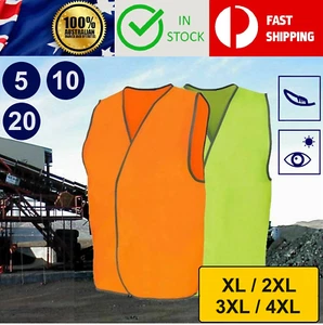 5 10 20 Hi Vis Viz Fluro Safety Work Wear Tradie Orange Yellow Vest Wholesale X - Picture 1 of 8