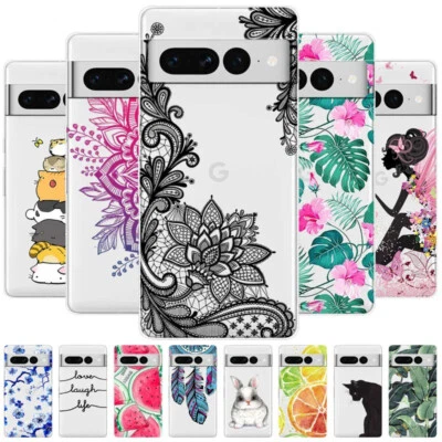 For Google Pixel 8 7 6 Pro 7a 6a Clear Painted Soft Silicone TPU Back Case Cover - Image 1 of 4