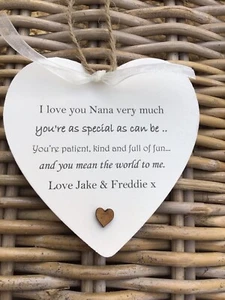 Niñera PERSONALIZADA ~ Nana Abuela Nan O CUALQUIER NOMBRE Regalo PLACA CORAZÓN Shabby Chic - Imagen 1 de 1