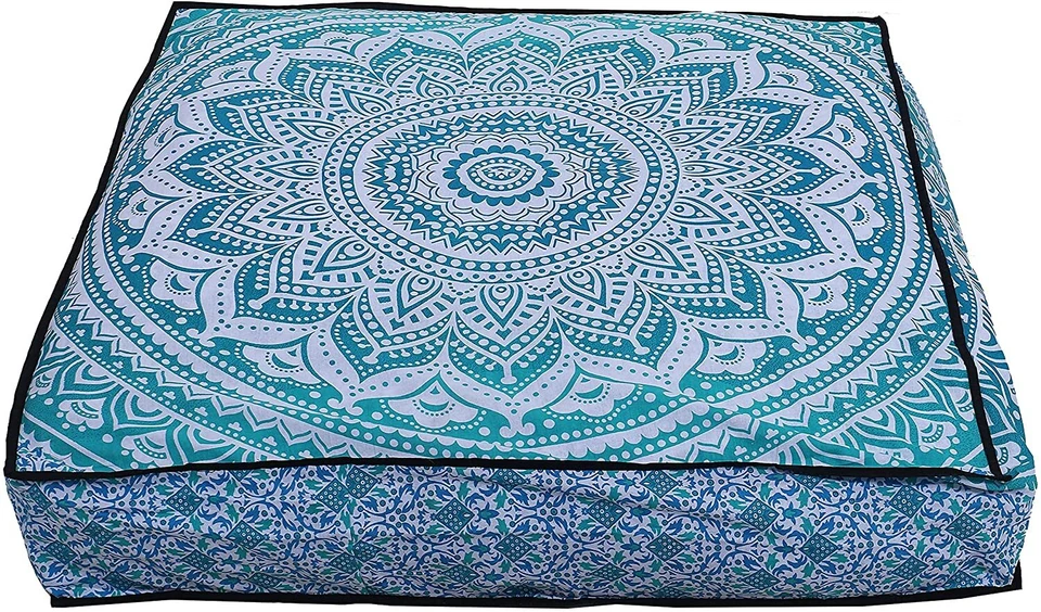 Funda de almohada de piso cuadrado mandala grande bohemio funda de cojín india puf Foto 1 de 1