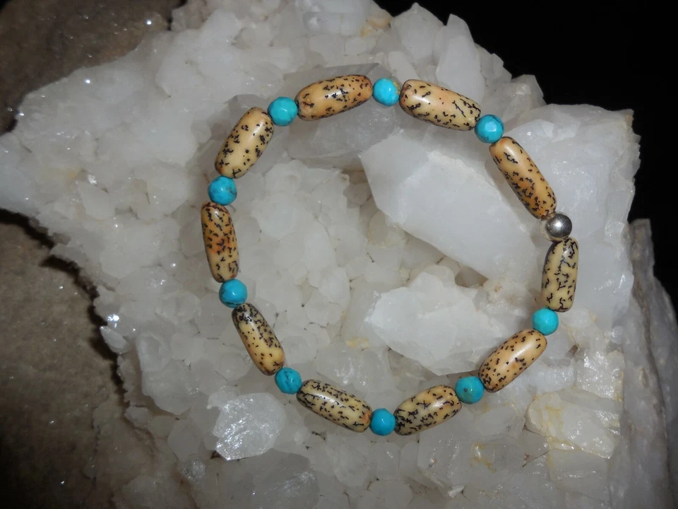 PULSERA HOMBRE EXÓTICA CUENTAS MADERA Y TURQUESA Foto 1 de 1