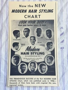 Vintage 1950’s Barberhop Modern 12 Haircut Chart Drawings Sign Ad - Picture 1 of 6
