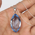 125Ct Marquise Cut Blue Topaz Gem Pendant 925 Sterling Silver Jewelry For Love