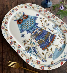 Iittala Taika Servierplatte 41 cm weiß Marke Klaus Haapaniemi Eule aus Japan - Bild 1 von 10