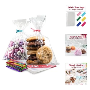 200 Pack Clear Cellophane Bags for Favors - Transparent Goodie Bags for Birth... - Picture 1 of 7