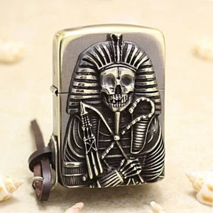 Neu Zippo Ölfeuerzeug Ägyptischer Pharao mit Box - Bild 1 von 5