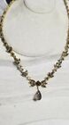 Ross Simons 18K Yellow Gold/Sterling Silver 925 Brown Topaz Drop Tennis Necklace