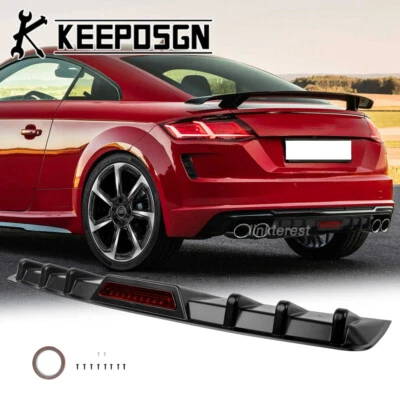 For Audi TT RS TTS Rear Bumper Diffuser Splitter Reflective Strip Tail Light BK - Изображение 1 из 4
