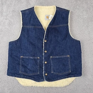 Vintage Carhartt Weste Herren Large Medium Fit Denim Sherpa Fleece gefüttert Hergestellt in den USA - Bild 1 von 8