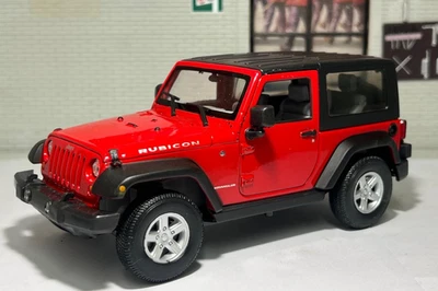 Jeep Rubicon Wrangler 2007 Red/ Black Hard Top 1:24 Scale Model Detailed Diecast - Image 1 of 4